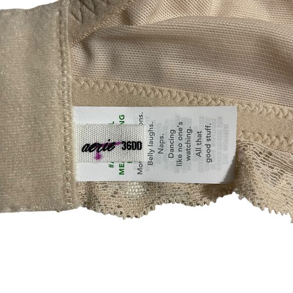 Aerie Womens Bra Size 36DD Real Happy Wireless Lightly Lined Lace Bralette Beige - Picture 6 of 10